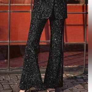 EXPRESS sequin black flare dress pants Medium